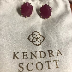 Kendra Scott gold Morgan stud earrings maroon jade